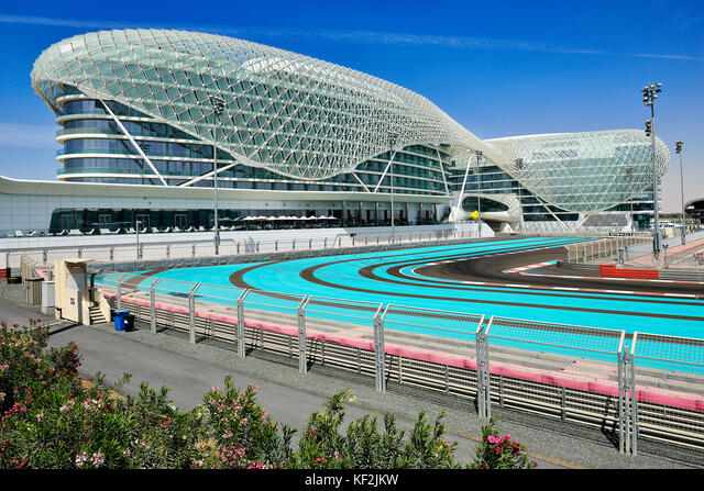 Le circuit Yas Marina Circuit de Formule 1, à l'arrière de l'hôtel Yas Marina, Yas Island, Abu Dhabi, Émirats arabes unis Photo Stock - Alamy